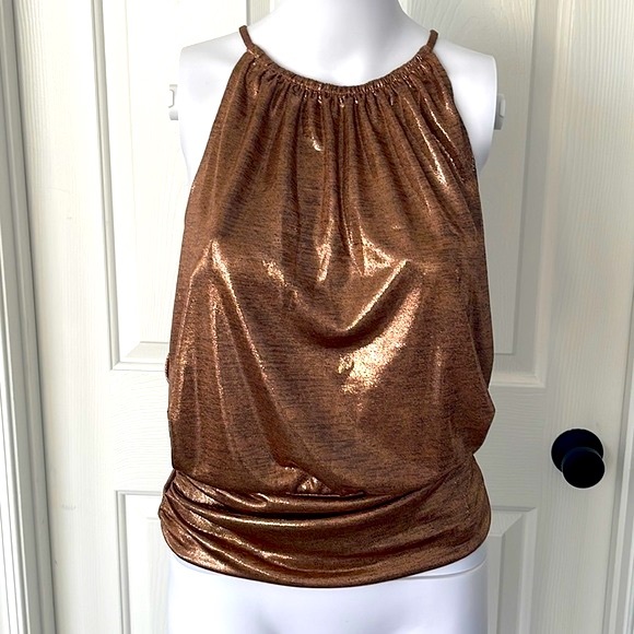 WHBM Metallic Copper  Banded Halter Top -XS - Picture 4 of 12